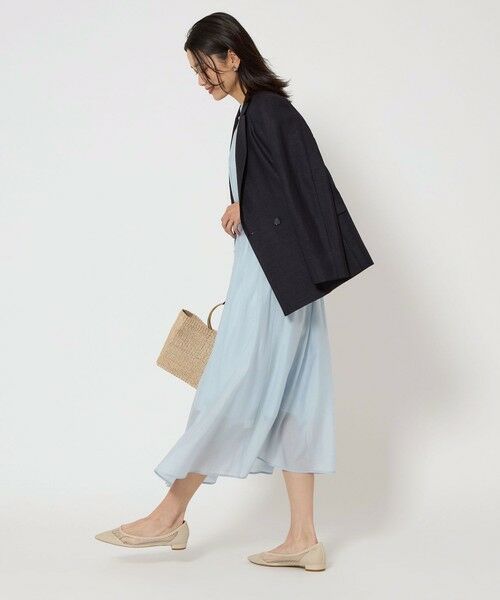 green label relaxing / グリーンレーベル リラクシング ロング・マキシ丈ワンピース | カッセン ウエストタック フレンチスリーブ ワンピース | 詳細3