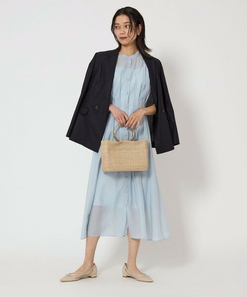 グリーンレーベルリラクシング ネイビー ロング ワンピース フレンチスリーブ green label relaxing（グリーンレーベルリラクシング）の
