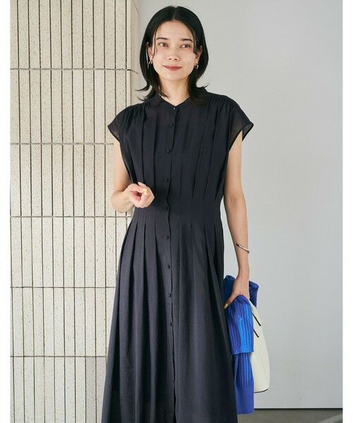 green label relaxing / グリーンレーベル リラクシング ロング・マキシ丈ワンピース | カッセン ウエストタック フレンチスリーブ ワンピース | 詳細4