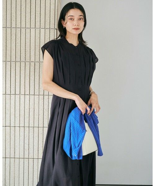 green label relaxing / グリーンレーベル リラクシング ロング・マキシ丈ワンピース | カッセン ウエストタック フレンチスリーブ ワンピース | 詳細5