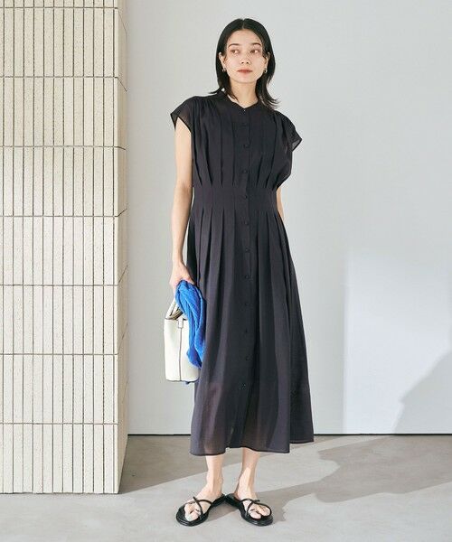 green label relaxing / グリーンレーベル リラクシング ロング・マキシ丈ワンピース | カッセン ウエストタック フレンチスリーブ ワンピース | 詳細7