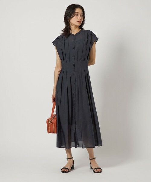 green label relaxing / グリーンレーベル リラクシング ロング・マキシ丈ワンピース | カッセン ウエストタック フレンチスリーブ ワンピース | 詳細12