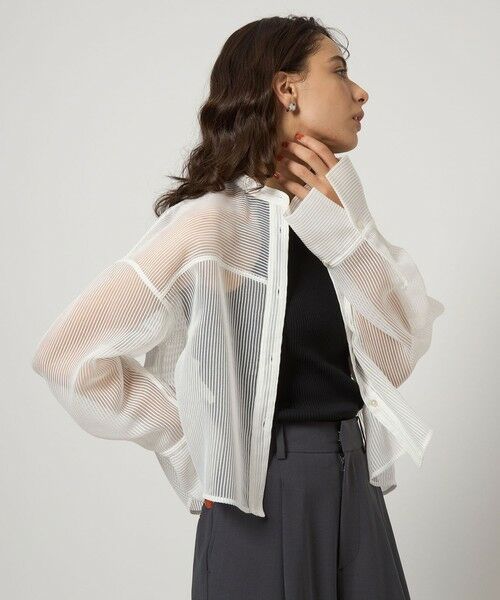 green label relaxing / グリーンレーベル リラクシング シャツ・ブラウス | シアー コードレーン シャツ(WHITE)