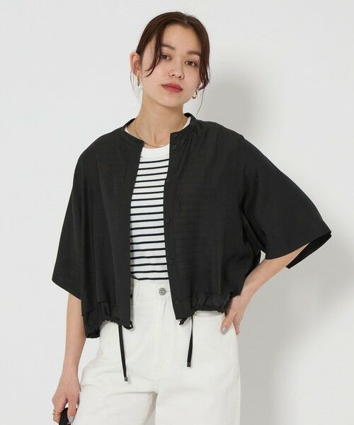 green label relaxing/グリーンレーベル リラクシング シアー バンドカラー ショートスリーブ シャツ BLACK FREE green label relaxing/グリーンレーベル リラクシング シアー バンドカラー ショートスリーブ シャツ BLACK FREE