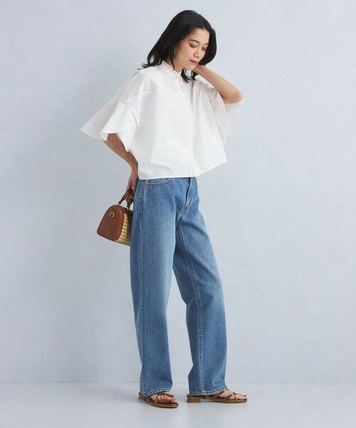 green label relaxing / グリーンレーベル リラクシング シャツ・ブラウス | フレアスリーブ クロップド シャツ -マシンウォッシャブル・UVカット- | 詳細3