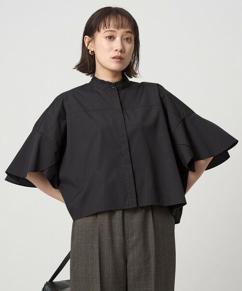 green label relaxing / グリーンレーベル リラクシング シャツ・ブラウス | フレアスリーブ クロップド シャツ -マシンウォッシャブル・UVカット- | 詳細4