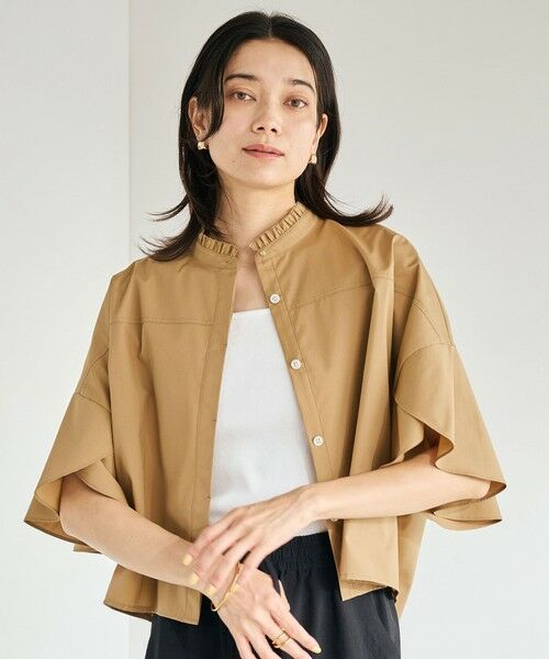 green label relaxing / グリーンレーベル リラクシング シャツ・ブラウス | フレアスリーブ クロップド シャツ -マシンウォッシャブル・UVカット- | 詳細12