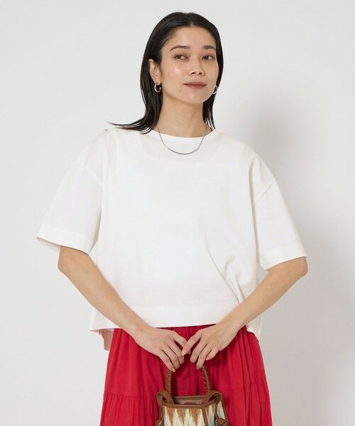 GREEN LABEL RELAXING 半袖Tシャツ 白 前面レース付き green label relaxing（グリーンレーベルリラクシング）の「L/A