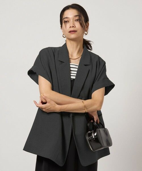 green label relaxing フレンチスリーブ ジャケット 半袖 green label relaxing ジャケット テーラードジャケット ICE