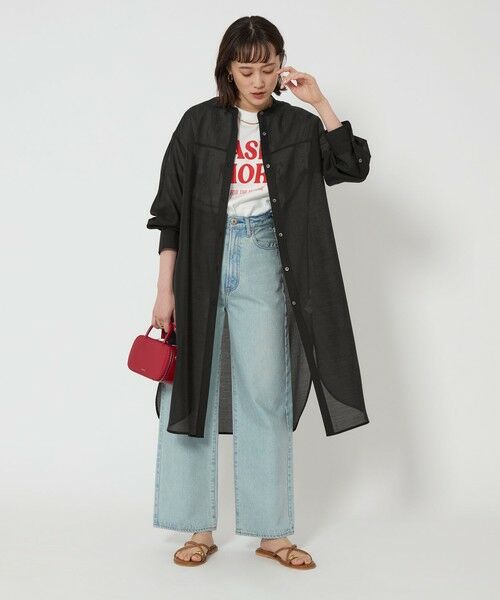 green label relaxing/グリーンレーベル リラクシング ポコポコシアー シャツ ワンピース BLACK FREE green label relaxing/グリーンレーベル リラクシング ポコポコシアー シャツ ワンピース BLACK FREE
