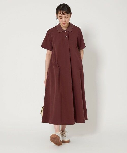 green label relaxing/グリーンレーベル リラクシング 【別注】<LACOSTE>ショートスリーブ ワンピース DK. BROWN FREE green label relaxing/グリーンレーベル リラクシング 【別注】<LACOSTE>ショートスリーブ ワンピース DK. BROWN FREE
