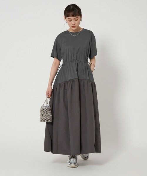 green label relaxingグレンチェックワンピース　美品 T/W グレンチェック シロエリ ワンピース