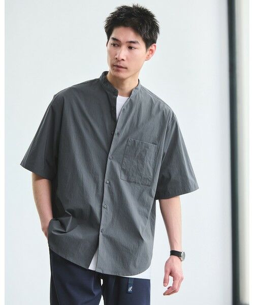 セール】 WONDER CLOTH バンドカラー 半袖 シャツ -ストレッチ