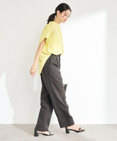 【美品】グリーンレーベルリラクシング　リネンセットアップ　ノーカラー　パンツ　M 美品！グリーンレーベルリラクシング！ノーカラーパンツスーツ