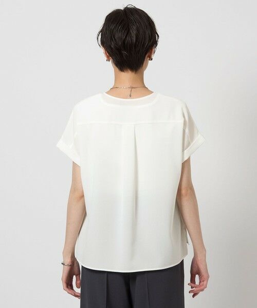 プランテーション リネンブレンドTシャツ ブラウス ちりめん生地風 ナチュラル系 セール】 【小さいサイズ】ナチュラルコットンフリルデザイン