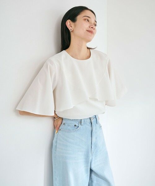 Breeze Cool ケープ ブラウス ―マシンウォッシャブル ベージュ M セール10%OFF】Breeze Cool ケープ ブラウス －マシン