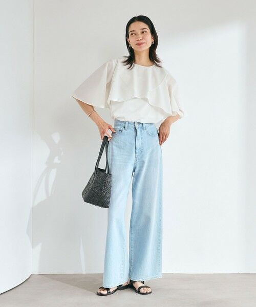 Breeze Cool ケープ ブラウス ―マシンウォッシャブル ベージュ M green label relaxing ブラウス シャツ Breeze Cool ケープ