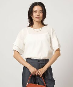美品green label relaxing ペプラムジレ　フリンジ　ホワイト green label relaxing（グリーンレーベルリラクシング）の「プチ