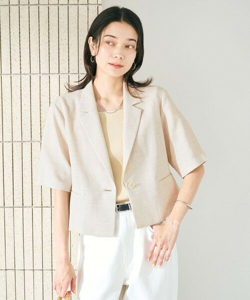【新品】今春新作！green label relaxing リネンライクジレ M green label relaxing ベスト ジレ リネンライク -マシン