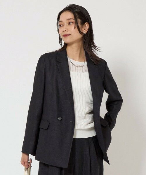【リネン＆シルク】バラクータ テーラードジャケット シングル 背抜き L セール】 [小さいサイズ/セットアップ対応］リネンライクダブル