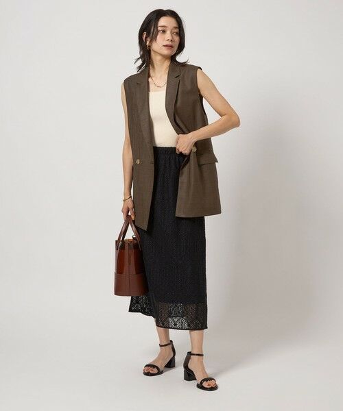 【新品】今春新作！green label relaxing リネンライクジレ M green label relaxing ベスト ジレ リネンライク -マシン