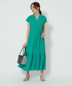 週末SALE❗️グリーンレーベルリラクシング　リバティ　タナローンワンピース 紺 グリーンレーベルリラクシング リバティ タナローン
