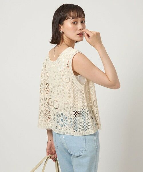 【はるはる】美品！2023AW グリーンレーベル ベスト ショート ベスト セール】LI/MIX ニット ジレ -ウォッシャブル-（ベスト）｜green