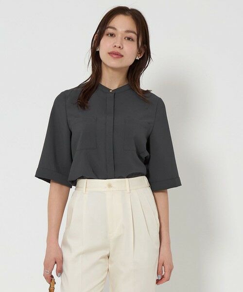 green label relaxing/グリーンレーベル リラクシング ドライポリ ポケット ショートスリーブ シャツ -マシンウォッシャブル- DK. GRAY FREE green label relaxing/グリーンレーベル リラクシング ドライポリ ポケット ショートスリーブ シャツ -マシンウォッシャブル- DK. GRAY FREE