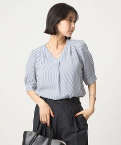 green label relaxing / グリーンレーベル リラクシング シャツ・ブラウス | 肩タック Vネック ショートスリーブ ブラウス