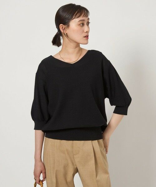 green label relaxing / グリーンレーベル リラクシング ニット・セーター | シャーリー Vネック ショートスリーブ ニット プルオーバー | 詳細5