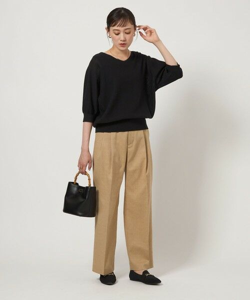 green label relaxing / グリーンレーベル リラクシング ニット・セーター | シャーリー Vネック ショートスリーブ ニット プルオーバー | 詳細7