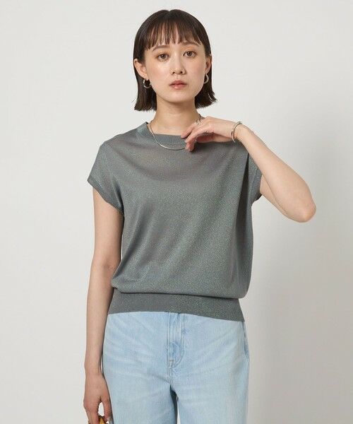 green label relaxing / グリーンレーベル リラクシング ニット・セーター | オーロララメ フレンチスリーブ プルオーバー ニット | 詳細1