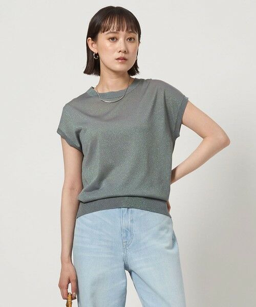 green label relaxing/グリーンレーベル リラクシング オーロララメ フレンチスリーブ プルオーバー ニット MD. GRAY FREE green label relaxing/グリーンレーベル リラクシング オーロララメ フレンチスリーブ プルオーバー ニット MD. GRAY FREE