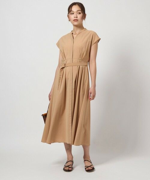 green label relaxing/グリーンレーベル リラクシング ベルト フレアー ワンピース -マシンウォッシャブル・吸水速乾- BEIGE FREE green label relaxing/グリーンレーベル リラクシング ベルト フレアー ワンピース -マシンウォッシャブル・吸水速乾- BEIGE FREE