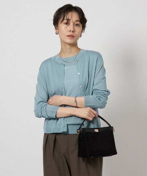 green label relaxing/グリーンレーベル リラクシング オーロララメ ニット カーディガン LT. BLUE FREE green label relaxing/グリーンレーベル リラクシング オーロララメ ニット カーディガン LT. BLUE FREE