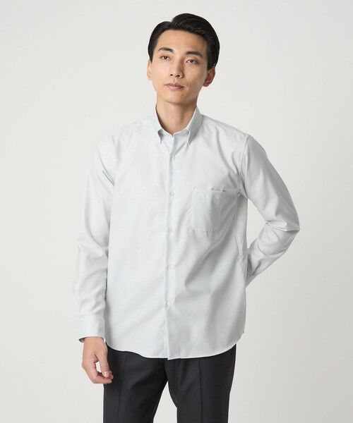 green label relaxing/グリーンレーベル リラクシング エブリット コットンオックス ソリッド スナップ ボタンダウン シャツ -イージーアイロン- LT. GRAY S green label relaxing/グリーンレーベル リラクシング エブリット コットンオックス ソリッド スナップ ボタンダウン シャツ -イージーアイロン- LT. GRAY S