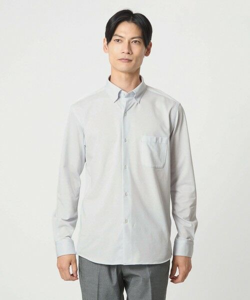 green label relaxing/グリーンレーベル リラクシング エブリット TC ジャージー スナップ ボタンダウン シャツ -イージーアイロン・吸水速乾・抗菌- LT. GRAY L green label relaxing/グリーンレーベル リラクシング エブリット TC ジャージー スナップ ボタンダウン シャツ -イージーアイロン・吸水速乾・抗菌- LT. GRAY L