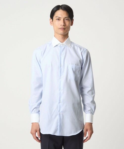 green label relaxing / グリーンレーベル リラクシング シャツ・ブラウス | コットン シャドーストライプ クレリック ワイドカラー ドレスシャツ -イージーアイロン- | 詳細11