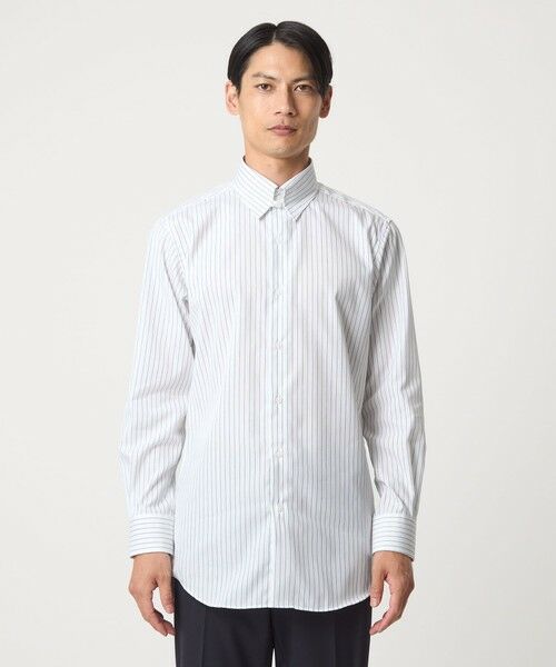 green label relaxing / グリーンレーベル リラクシング シャツ・ブラウス | コットン ピンストライプ タブカラー ドレスシャツ -イージーアイロン- | 詳細11