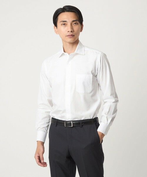 green label relaxing / グリーンレーベル リラクシング シャツ・ブラウス | コットン ブロード ショートワイドカラー ドレスシャツ -形態安定-(WHITE)