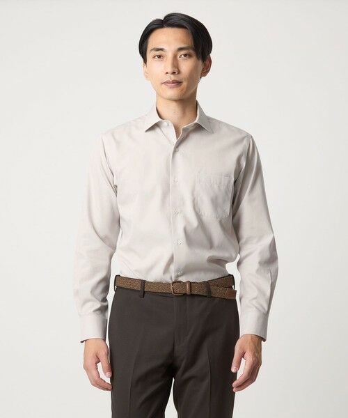 green label relaxing / グリーンレーベル リラクシング シャツ・ブラウス | コットン ブロード ショートワイドカラー ドレスシャツ -形態安定-(BEIGE)