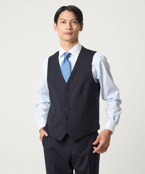 green label relaxing/グリーンレーベル リラクシング A+ TWPU サージ スリム 5B セットアップベスト -ウォッシャブル- NAVY L green label relaxing/グリーンレーベル リラクシング A+ TWPU サージ スリム 5B セットアップベスト -ウォッシャブル- NAVY L