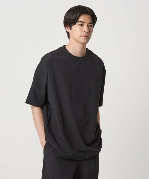 green label relaxing/グリーンレーベル リラクシング サップ DotAir ヘムコード クルーネック Tシャツ -防シワ- DK. GRAY L green label relaxing/グリーンレーベル リラクシング サップ DotAir ヘムコード クルーネック Tシャツ -防シワ- DK. GRAY L