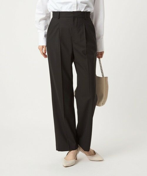 green label relaxing/グリーンレーベル リラクシング ［size SHORT/TALLあり］カチリラ ストレート パンツ -ウォッシャブル・ストレッチ- BLACK S(36)