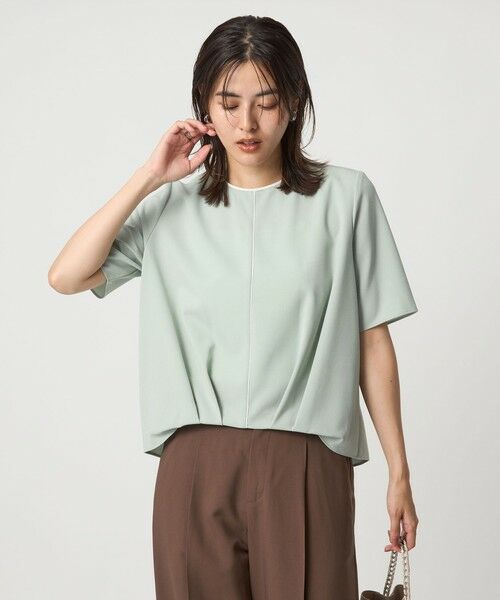 green label relaxing/グリーンレーベル リラクシング フロント ライン 5分袖 TEEブラウス LIME FREE green label relaxing/グリーンレーベル リラクシング フロント ライン 5分袖 TEEブラウス LIME FREE