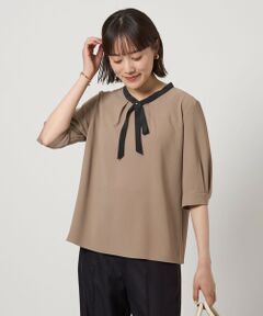 「green label relaxing」 長袖ブラウス 36 ベージュ レディース RF アムンゼン フロントボウタイ風 ブラウス （シャツ・ブラウス