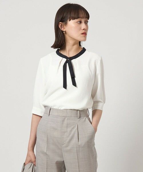 green label relaxing/グリーンレーベル リラクシング ホソボウタイ 5分袖 ブラウス WHITE FREE green label relaxing/グリーンレーベル リラクシング ホソボウタイ 5分袖 ブラウス WHITE FREE