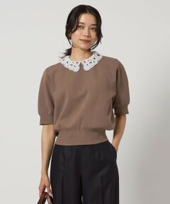 green label relaxing / グリーンレーベル リラクシング ニット・セーター | 襟レース 2WAY 5分袖 プルオーバー ニット  -ウォッシャブル-