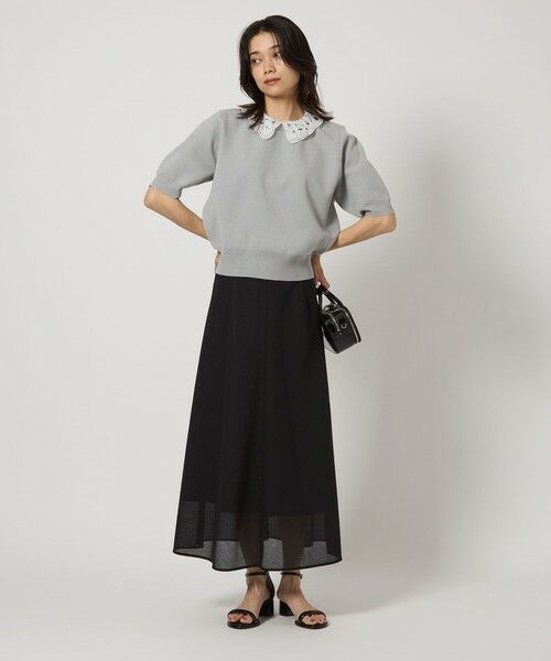 green label relaxing / グリーンレーベル リラクシング ニット・セーター | 襟レース 2WAY 5分袖 プルオーバー ニット  -ウォッシャブル- | 詳細2