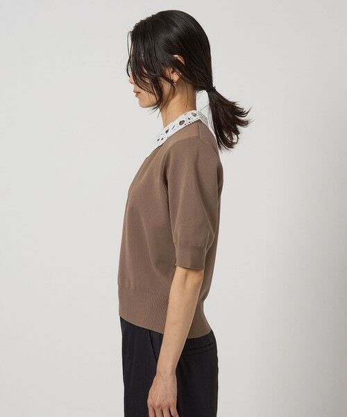 green label relaxing / グリーンレーベル リラクシング ニット・セーター | 襟レース 2WAY 5分袖 プルオーバー ニット  -ウォッシャブル- | 詳細11